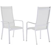 High Back Outdoor Dining Chair in White Aluminum & Textilene (Set of 2)