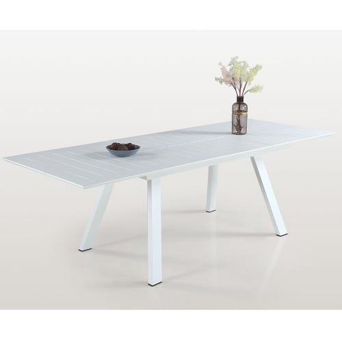 Malibu 63" to 94" Extension Outdoor Dining Table in White Aluminum