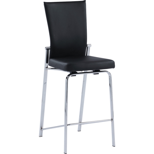 Molly Motion Back Counter Stool in Black Leatherette & Chrome