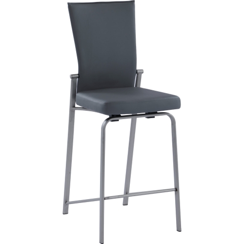 Molly Motion Back Counter Stool in Gray Leatherette & Chrome