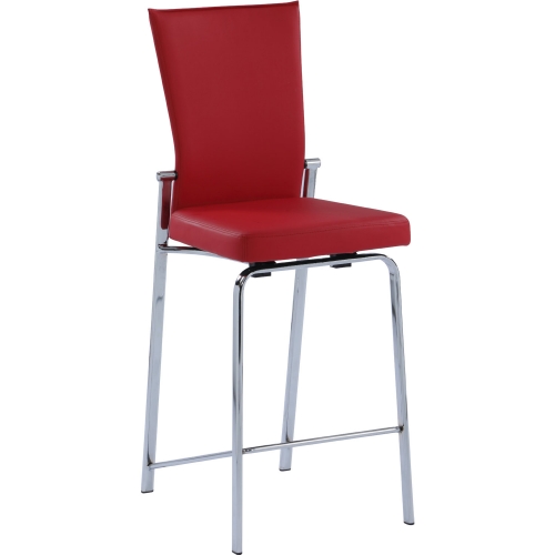 Molly Motion Back Counter Stool in Red Leatherette & Chrome