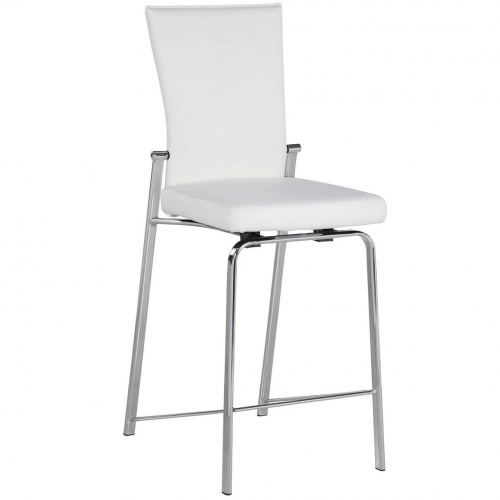 Molly Motion Back Counter Stool in White Leatherette & Chrome