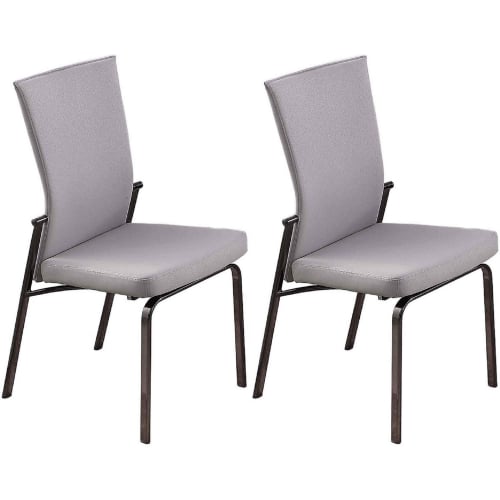 Molly Motion Back Dining Chair in Gray Leatherette & Graphite (Set of 2)