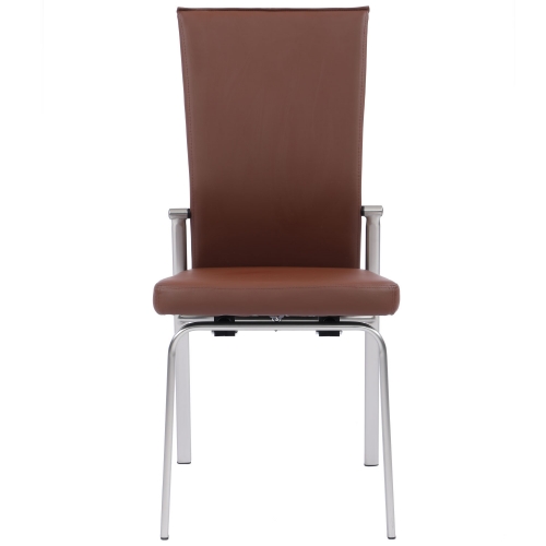 Molly Motion Back Dining Chair in Brown Leatherette & Brushed Stainless (Set of 2)