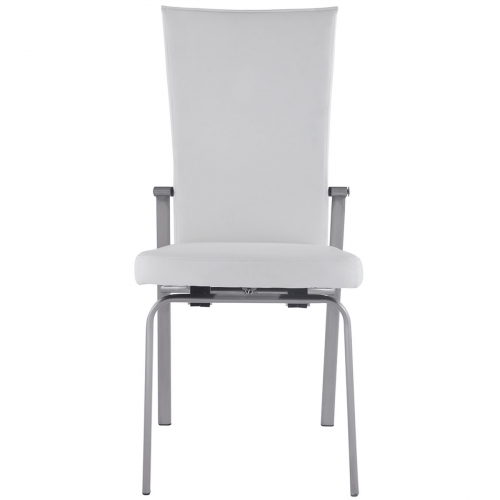 Molly Motion Back Dining Chair in White Leatherette & Brushed Stainless (Set of 2)