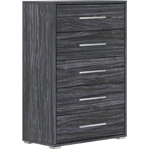 Naples 5 Drawer Chest in Gloss Gray Melamine Wood