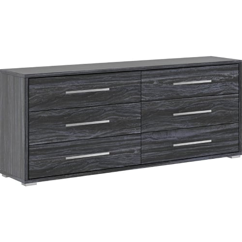 Naples 6 Drawer Dresser in Gloss Gray Melamine Wood