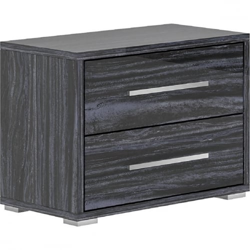 Naples 2 Drawer Nightstand in Gloss Gray Melamine Wood