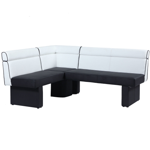 Natasha Reversible Dining Nook in White & Black Leatherette