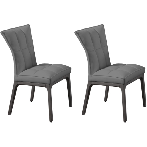 Peggy Dining Chair in Walnut & Tufted Gray Leatherette (Set of 2)