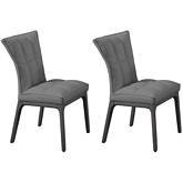 Peggy Dining Chair in Walnut & Tufted Gray Leatherette (Set of 2)