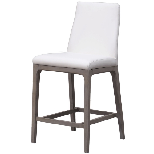 Rosario Counter Stool in White Leatherette & Walnut Veneer