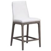 Rosario Counter Stool in White Leatherette & Gray Wood