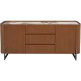 Ruby 2 Door 3 Drawer Buffet in Walnut Veneer, Gloss White & Brown