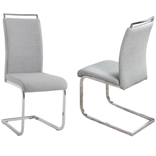 Sunny Handle Back Patterned Grey Leatherette Dining Chair (Set of 4)