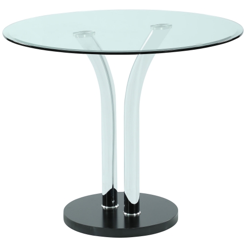 T311 36" Round Bistro Table w/ Glass Top on Black Marble Base