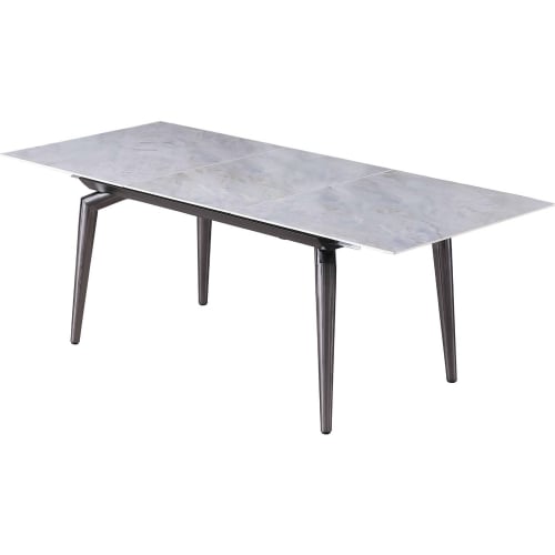 Tabatha 63" Ext Dining Table in Gray Marbled Ceramic & Graphite