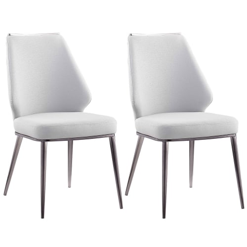 Tabatha Dining Chair in Gray Leatherette & Graphite (Set of 2)