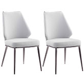 Tabatha Dining Chair in Gray Leatherette & Graphite (Set of 2)