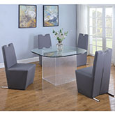 Valerie Dining Set in Surfboard Glass & Gray Leatherette