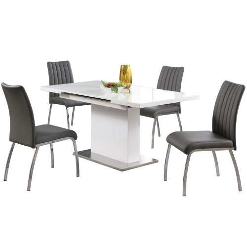 Vanessa 5 Piece Dining Set w/ Gray Leatherette Chairs