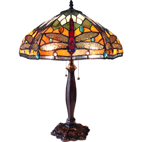 Pantala Tiffany Style 2 Light Dragonfly Table Lamp with 18" Shade