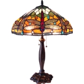 Pantala Tiffany Style 2 Light Dragonfly Table Lamp w/ 18" Shade