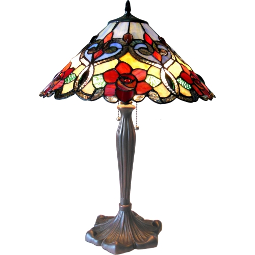 Lindsay Tiffany Style 2 Light Rosestable Lamp w/ 17" Shade