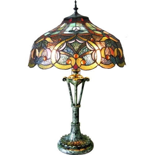 Alessandra Tiffany Style 2 Light Victorian Table Lamp w/ 17" Shade