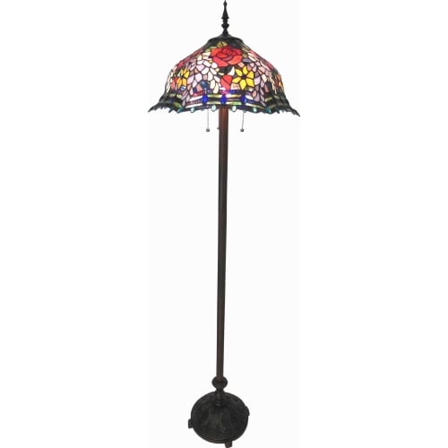 Carrell Tiffany Style 3 Light Roses Floor Lamp w/ 20" Shade