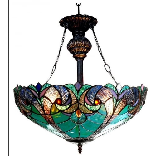 Liaison Tiffany Style Victorian 2 Light Inverted Ceiling Pendant w/ 18" Shade