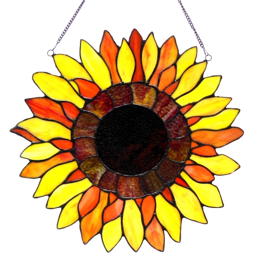 Sunnyville Tiffany Glass Sunflower Window Panel