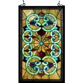 Heather Tiffany Glass Victorian Window Panel 17 X 28"