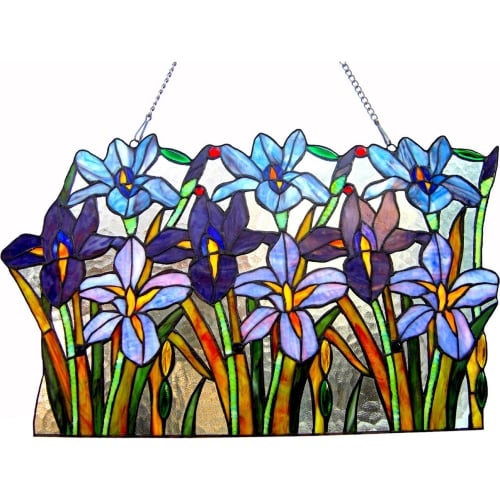 Ariana Tiffany Glass Iris Window Panel