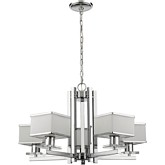 Trilluminate Contemporary 5 Light Chrome w/ White Opal Glass Chandelier