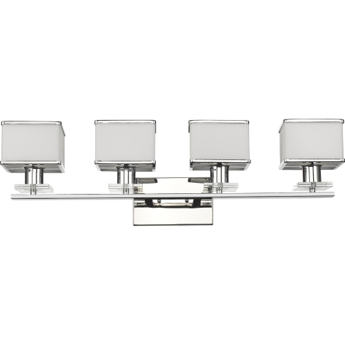 Trilluminate Contemporary 4 Light Chrome w/ White Opal Glass Bath Vanity Light