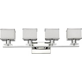 Trilluminate Contemporary 4 Light Chrome w/ White Opal Glass Bath Vanity Light