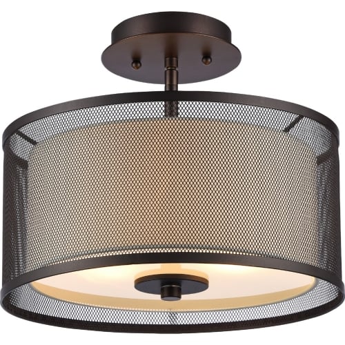 Audrey Transitional 2 Light Rubbed Bronze Semi-Flush Ceiling Light 13"W