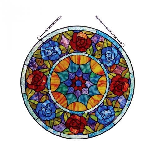 Tiffany Style Flowers Glass Panel