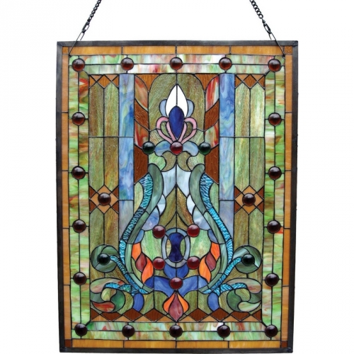 Tiffany Style Victorian Glass Panel