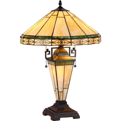 Belle Tiffany Style Misison 3 Light Double Lit Table Lamp 16" Shade