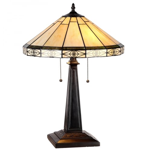 Belle Tiffany Style Mission 2 Light Table Lamp with 16" Shade