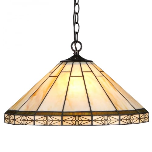 Belle Tiffany Style Mission 2 Light Ceiling Pendant w/ 18" Shade