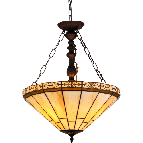 Belle Tiffany Style 2 Light Mission Inverted Ceiling Pendant Light