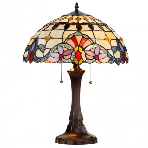 Cooper Tiffany Style Victorian 2 Light Table Lamp w/ 16" Shade