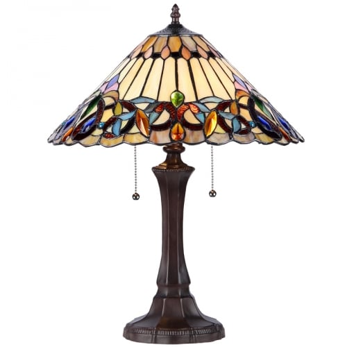 Ambrose Tiffany Style Victorian 2 Light Table Lamp w/ 16" Shade