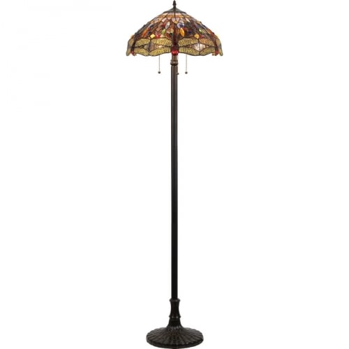 Tiffany Style Dragonfly 3 Light Floor Lamp w/ 18" Shade