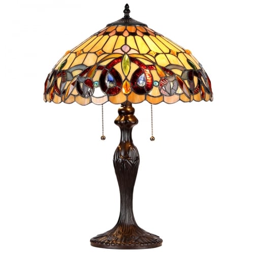 Serenity Tiffany Style Victorian 2 Light Table Lamp w/ 16" Shade