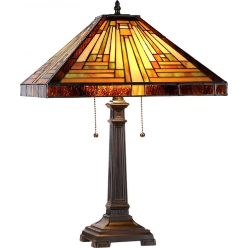 Innes Tiffany Style Mission 2 Light Table Lamp with 16" Shade