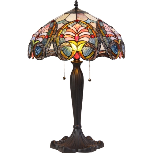 Hazel Tiffany Style 2 Light Victorian Table Lamp